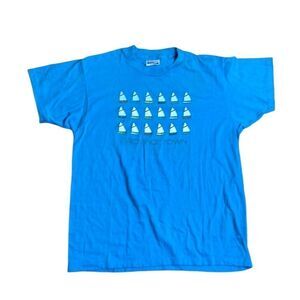 70s Vintage Provincetown Sailing Tshirt Blue Large Single Stitch Boston P-town